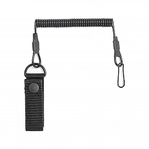 Тактичний брелок-шнурок Еластичний Паракорд Спіральний кабель Регульований до 120 см Чорний - Фото 1