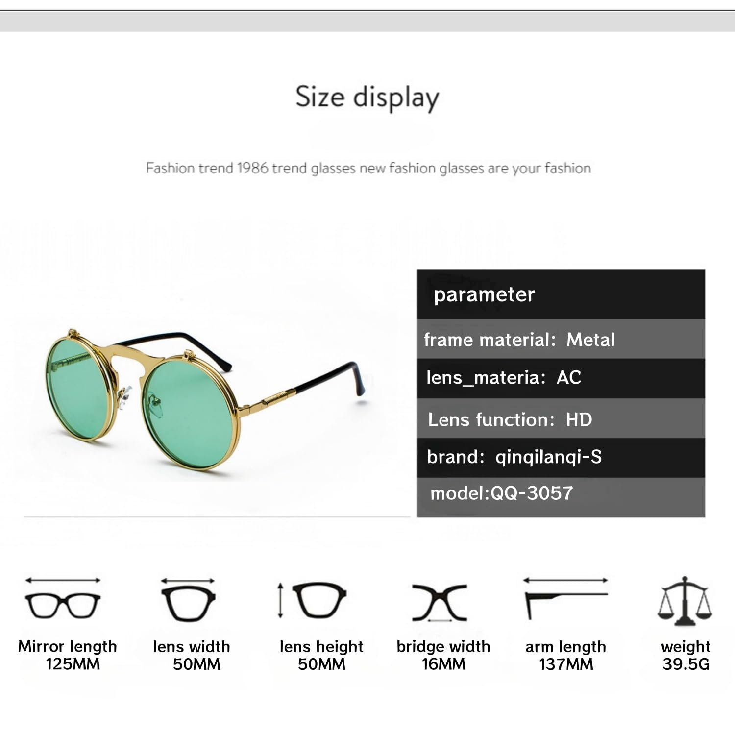 Сонцезахисні окуляри Steampunk qinqilanqi-S Retro Metal для чоловіків і жінок, круглі, фото №4