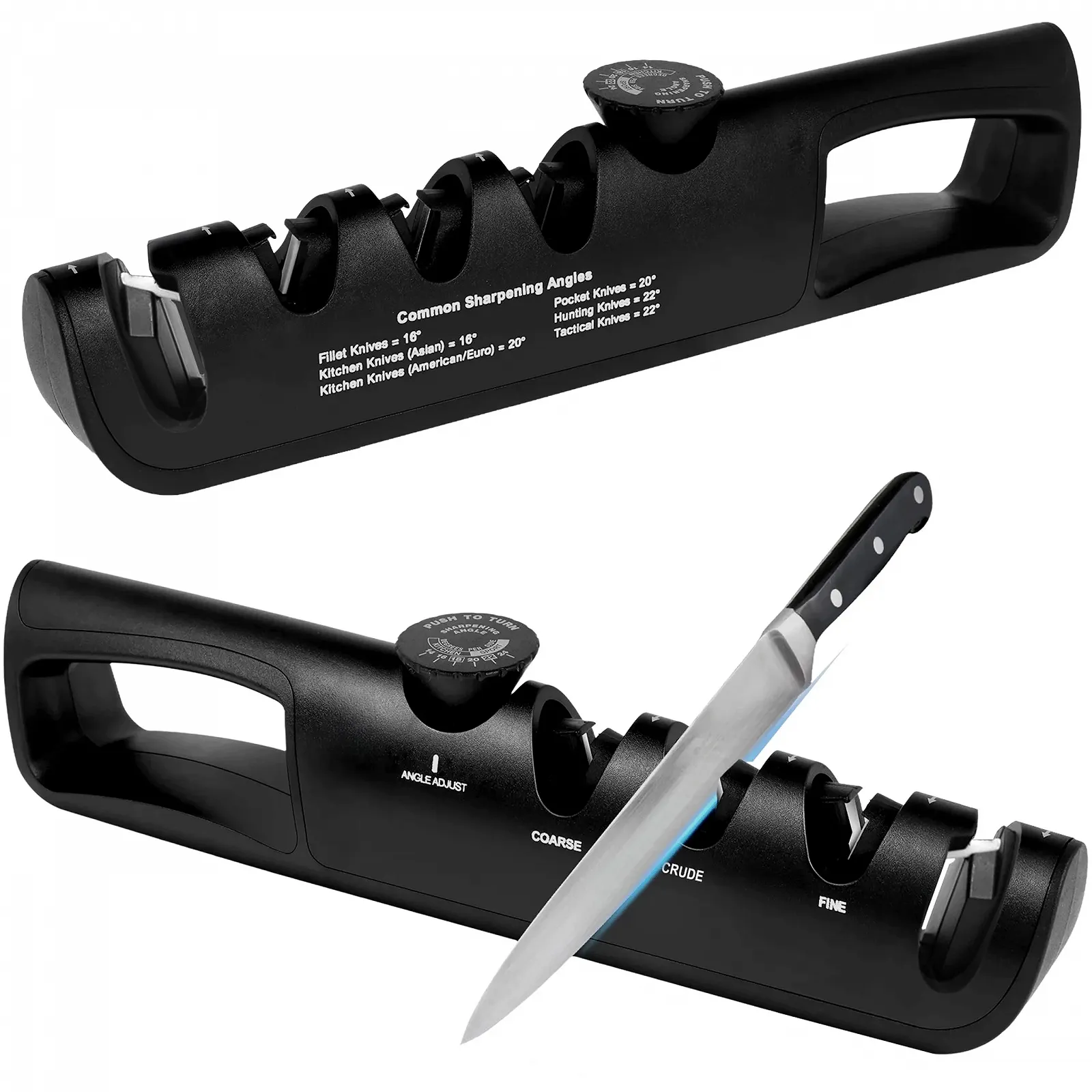 Точилка для ножів KRUMAD 3-рівнева Регульований кут Вольфрамова сталь та кераміка, фото №1