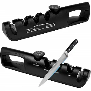 Точилка для ножів KRUMAD 3-рівнева Регульований кут Вольфрамова сталь та кераміка - Фото 1