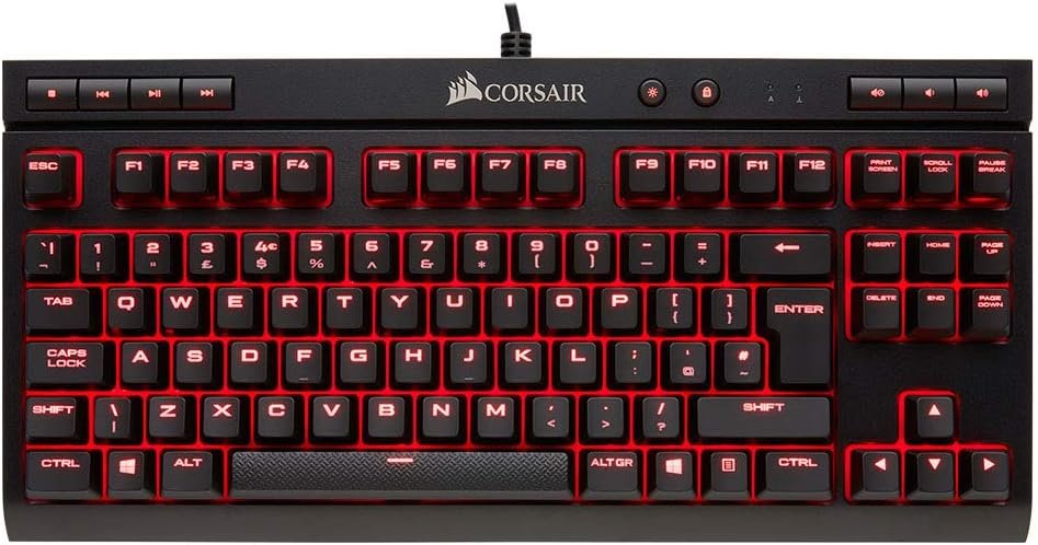 Ігрова клавіатура Corsair K63 / Механічна / USB / Cherry MX Red / Підсвітка / UKR / Black, Red (CH-9115020-ES), фото №1