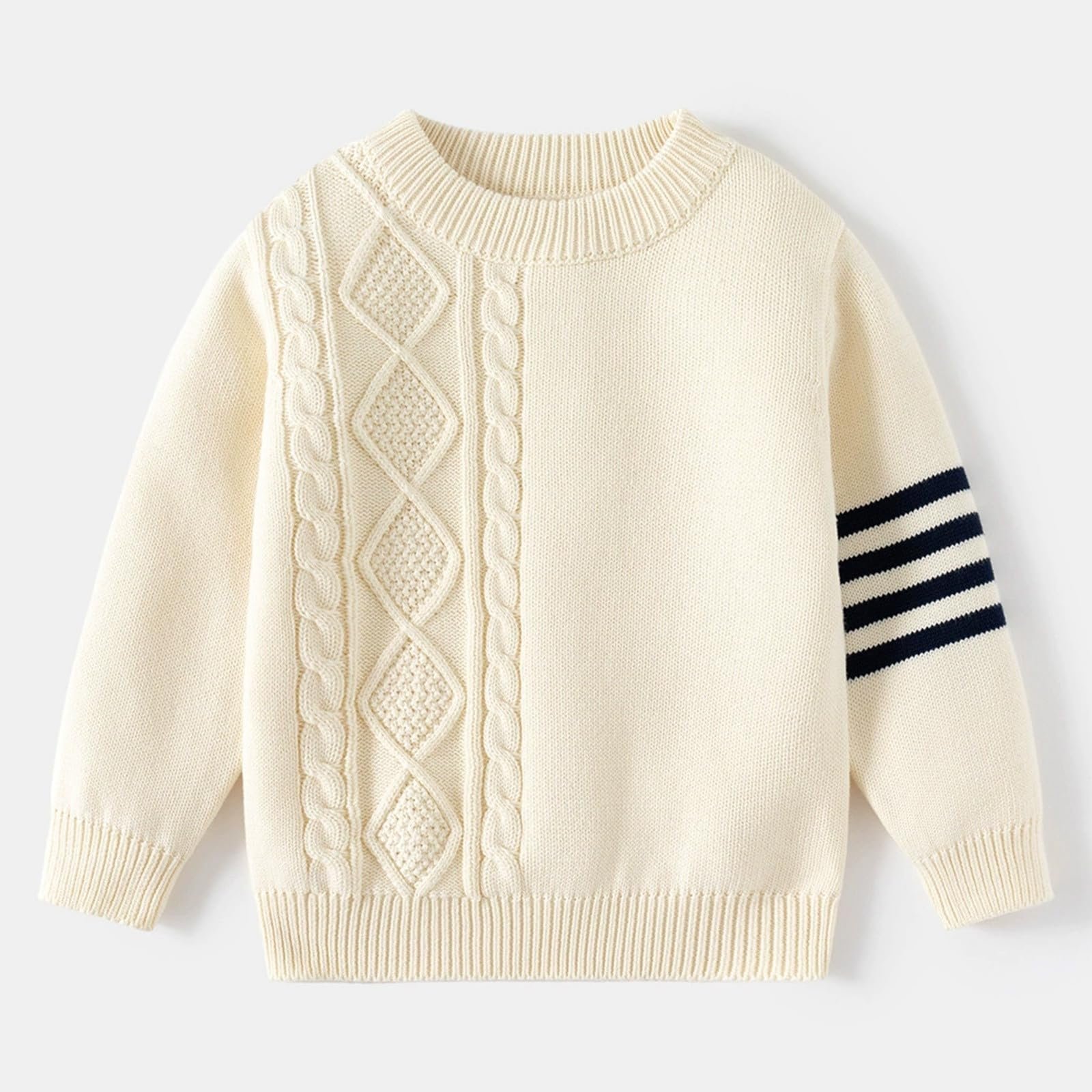 Вязаный полосатый джемпер для мальчиков Generisch со встроенной грелкой для шеи для игр на улице в холодную погоду, фото №3