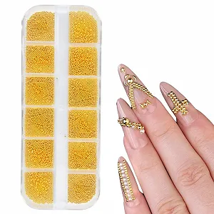 (1 коробка) Золото, срібло, ікорні бісеринки, аксесуари для нейл-арту - Фото 1