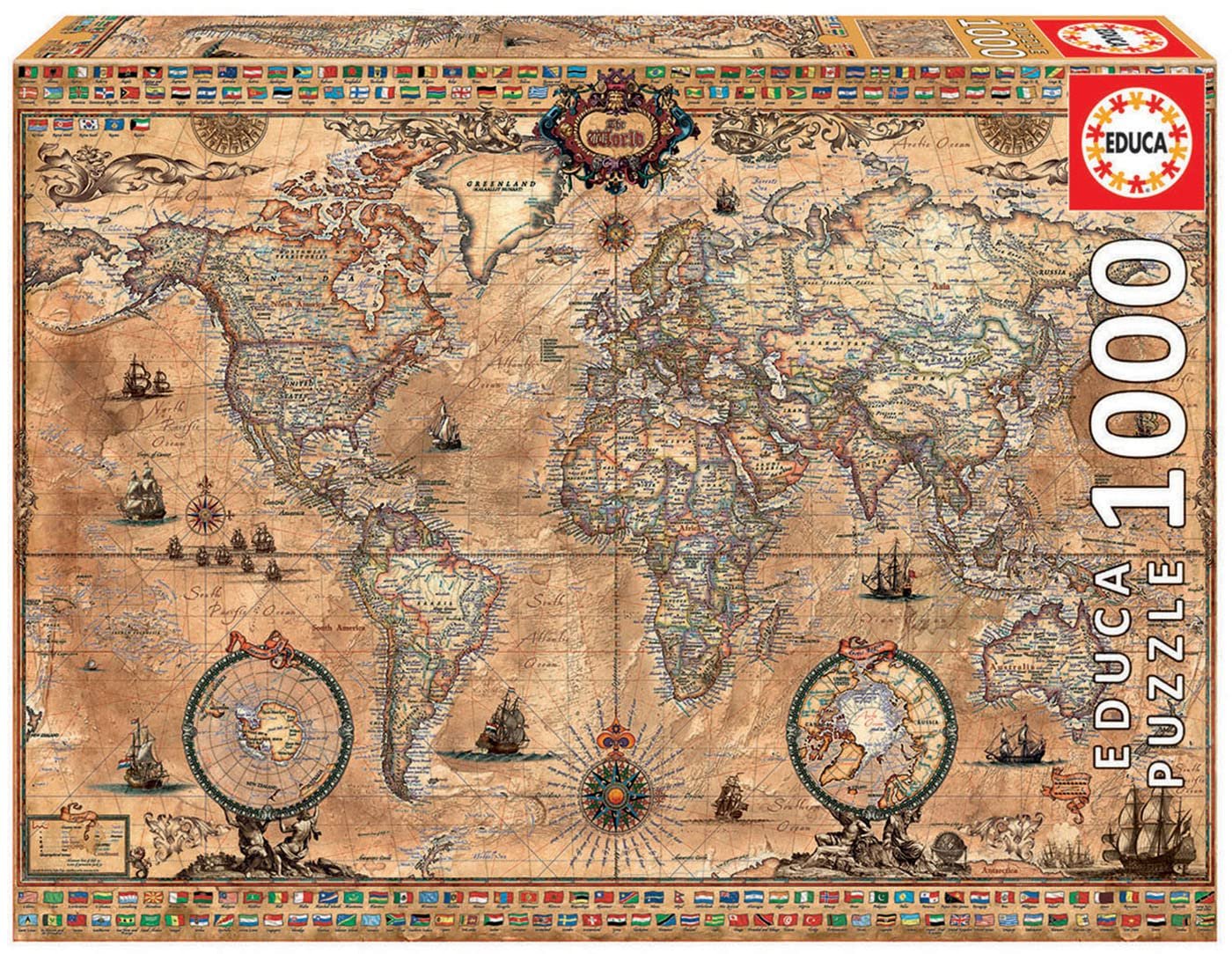 Пазл Educa Antique World Map 1000 элементов, фото №1 Пазл Educa Antique World Map 1000 элементов, фото №1