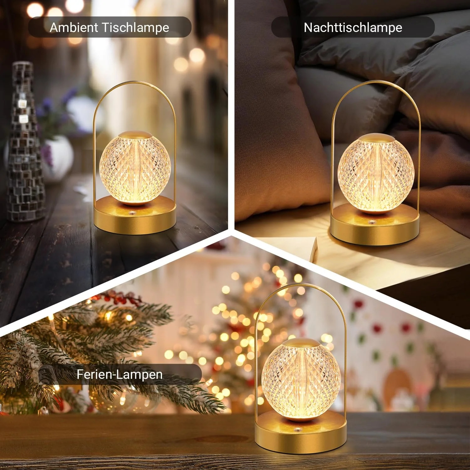 Настільна лампа EXTRASTAR LED куляста з ручкою, сенсорна, бездротова, USB-C., фото №2