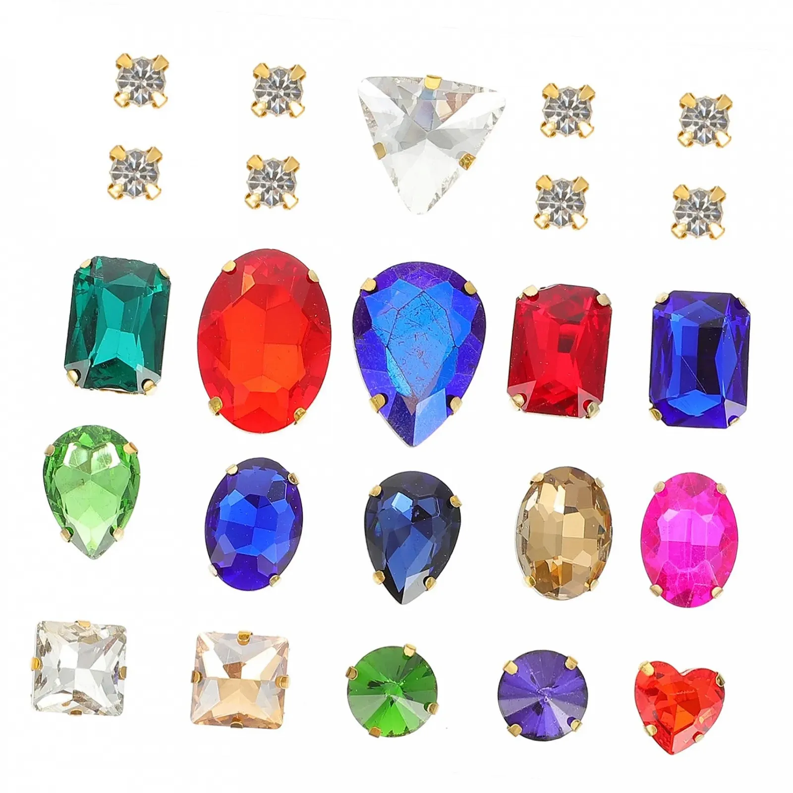 Стрази Operitacx Набір Блискучі Стрази для ювелірних виробів, пришивні камені в оправі, різні форми для одягу, фото №1