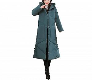 Жіноче Бавовняне Довге Пальто Утеплене Тепле з Капюшоном - Фото 1
