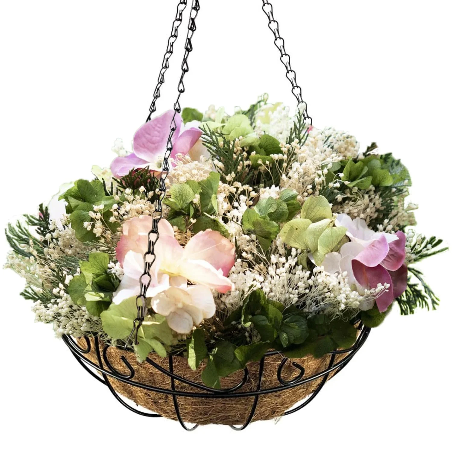 Подвесная корзина 36 см с кокосовым вкладышем Металлическая Черная, фото №2