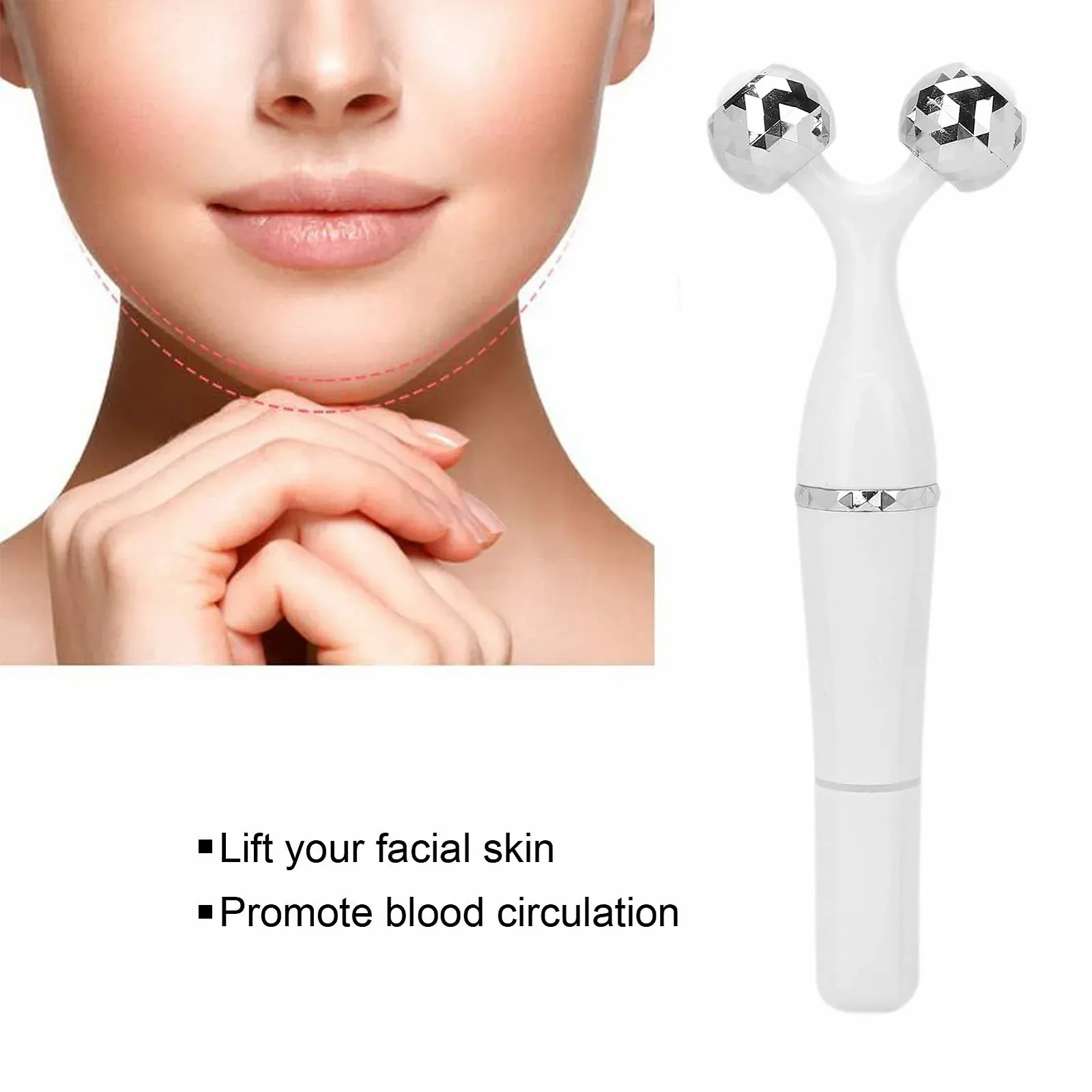 3 в 1 Ролик для масажу обличчя 3D Електричний косметичний ролик, фото №2