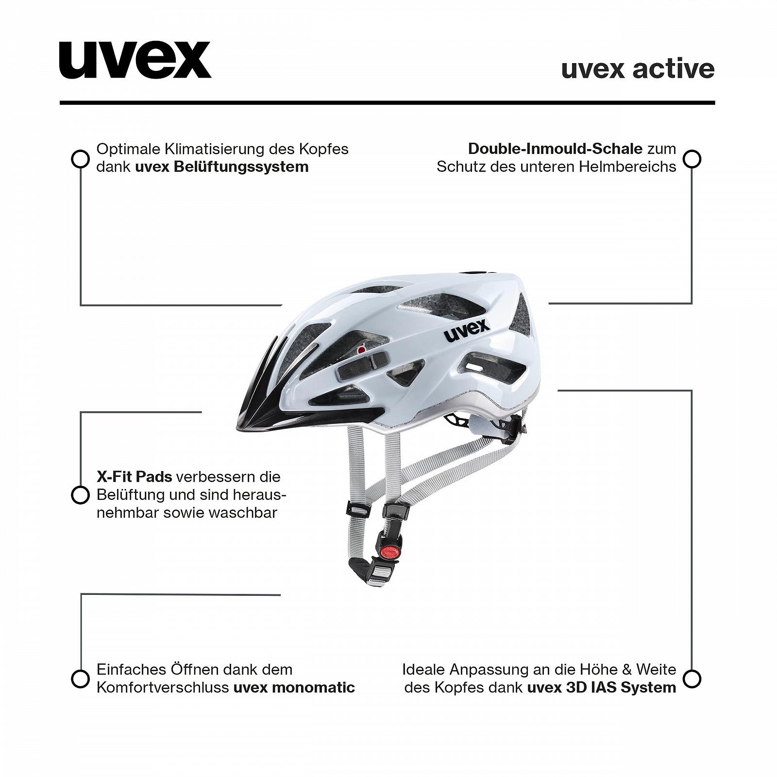 Шлем Allround Uvex Active, серебристый, 56-60 см, фото №6