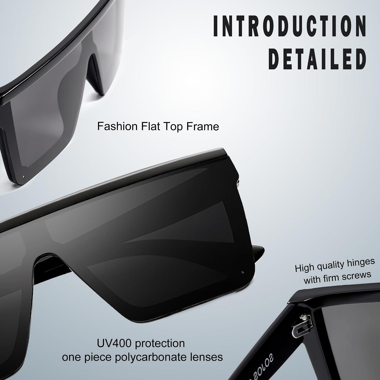 Сонцезахисні окуляри SOJOS SJ2117 Жіночі Дзеркальні Великі Прямокутні Товста Оправа, фото №4