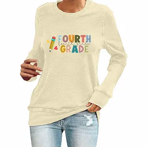 Женский свитшот Однотонный Легкий Классический крой Графическая футболка для учителя, для кемпинга, активного отдыха, путешествий и пеших прогулок - Фото 1