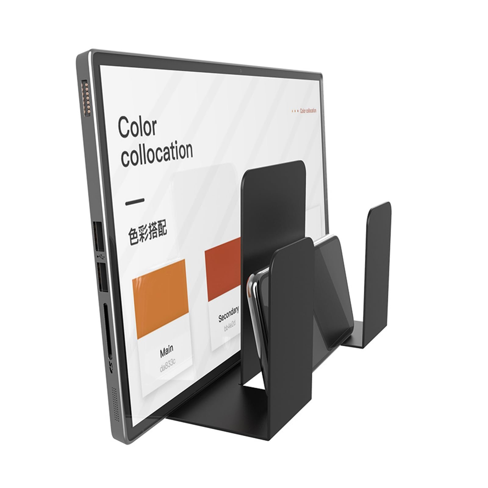 Настенный держатель для ноутбука и планшета Metall, 2-х уровневая металлическая полка для устройств толщиной до 4 см, фото №6