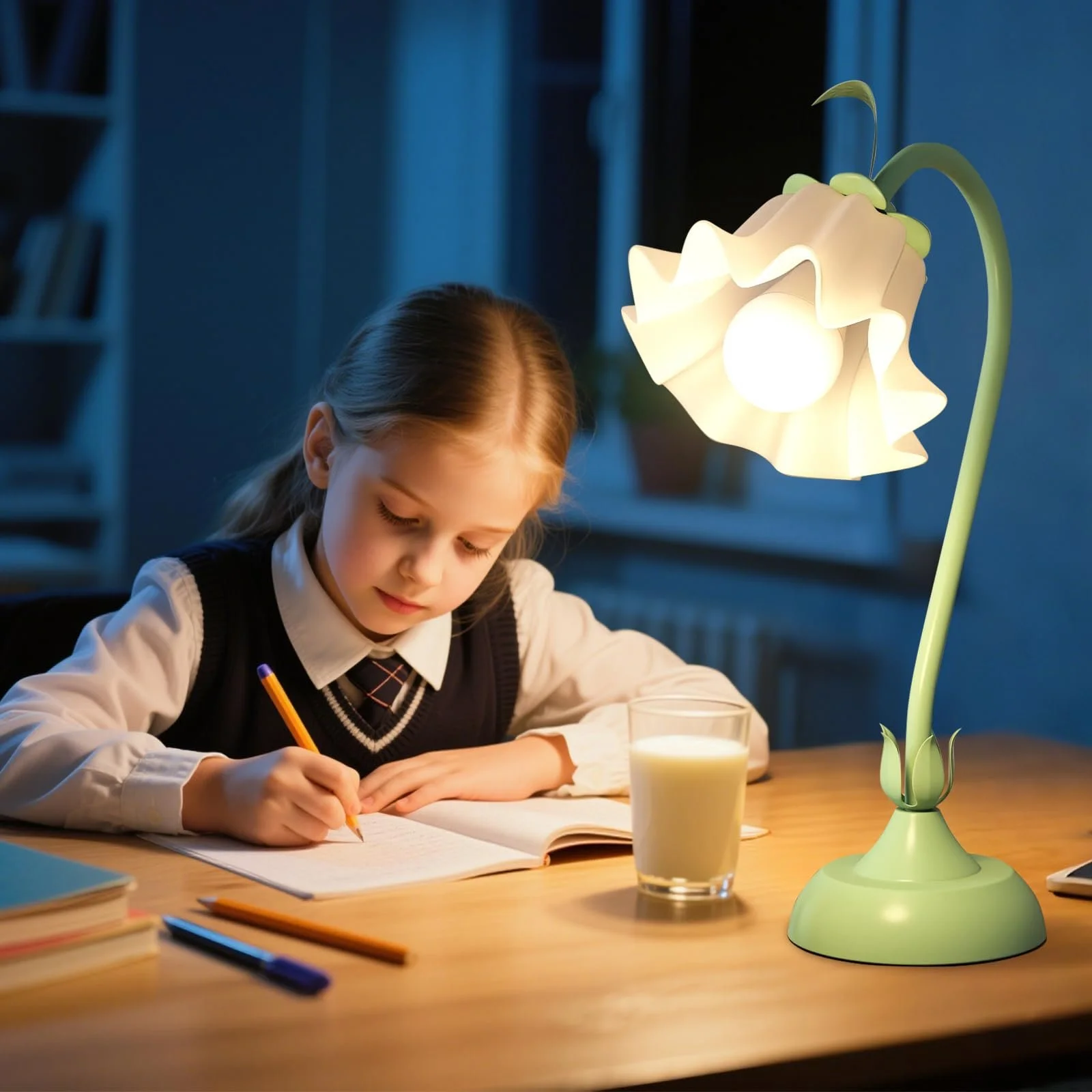 Настільна лампа COSTWAY у формі квітки конвалії з акриловим плафоном E27, фото №9