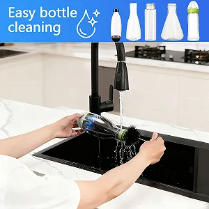 Набор щеток для бутылок Squarepants 4 шт. для стеклянных и детских бутылок Sodastream с ручкой из нержавеющей стали и щеткой для соломинок synthetic.ua - Фото 1