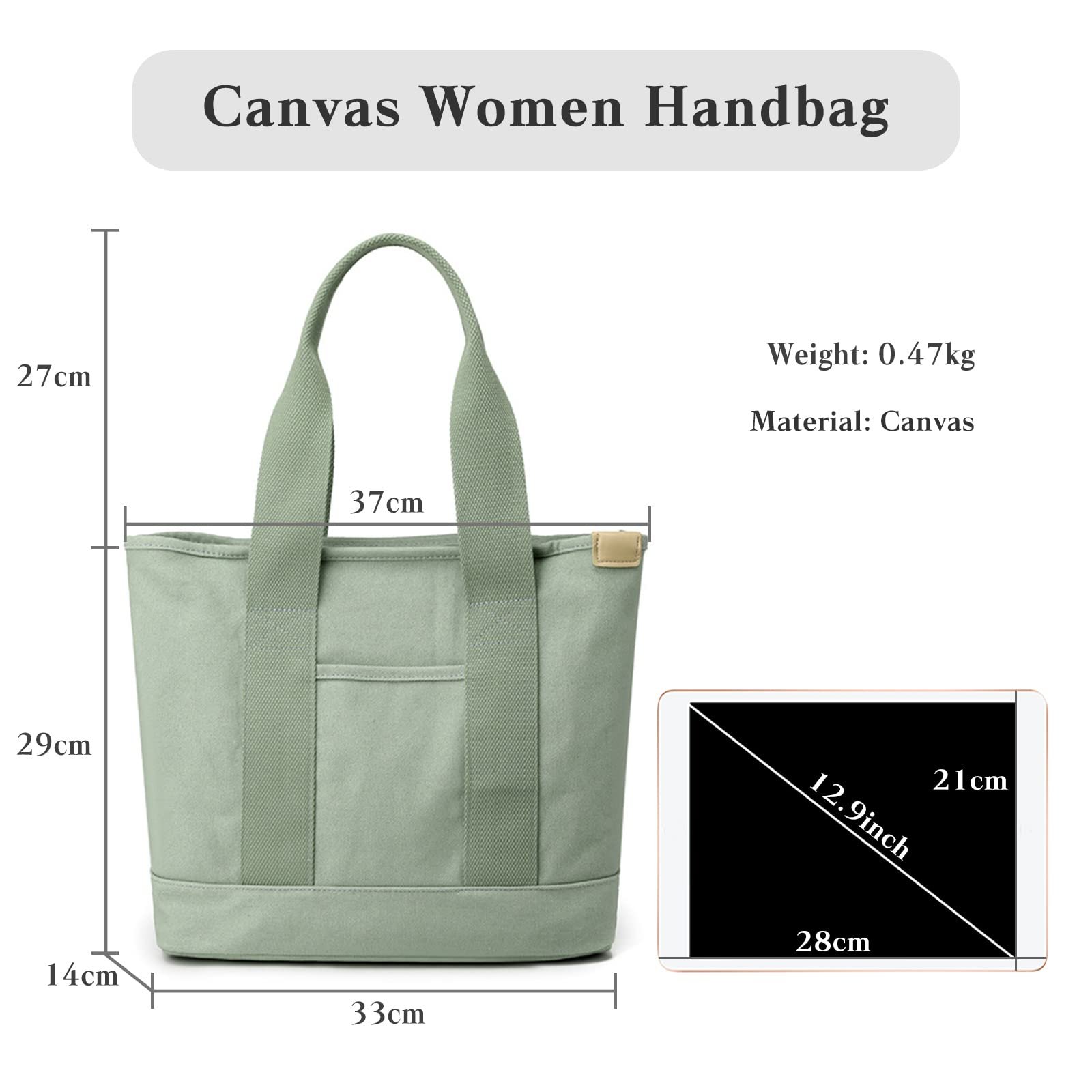 Сумка CORIOS жіноча полотняна, велика, багатофункціональна, через плече, повсякденна, зелена, фото №3