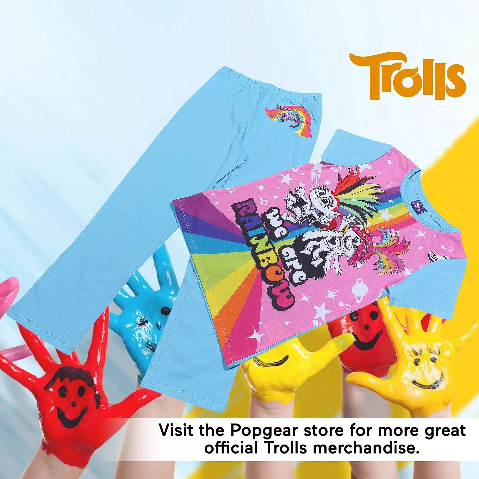 Піжама Trolls Poppy We Are Rainbow Довга, для дівчат, різнокольорова, фото №5