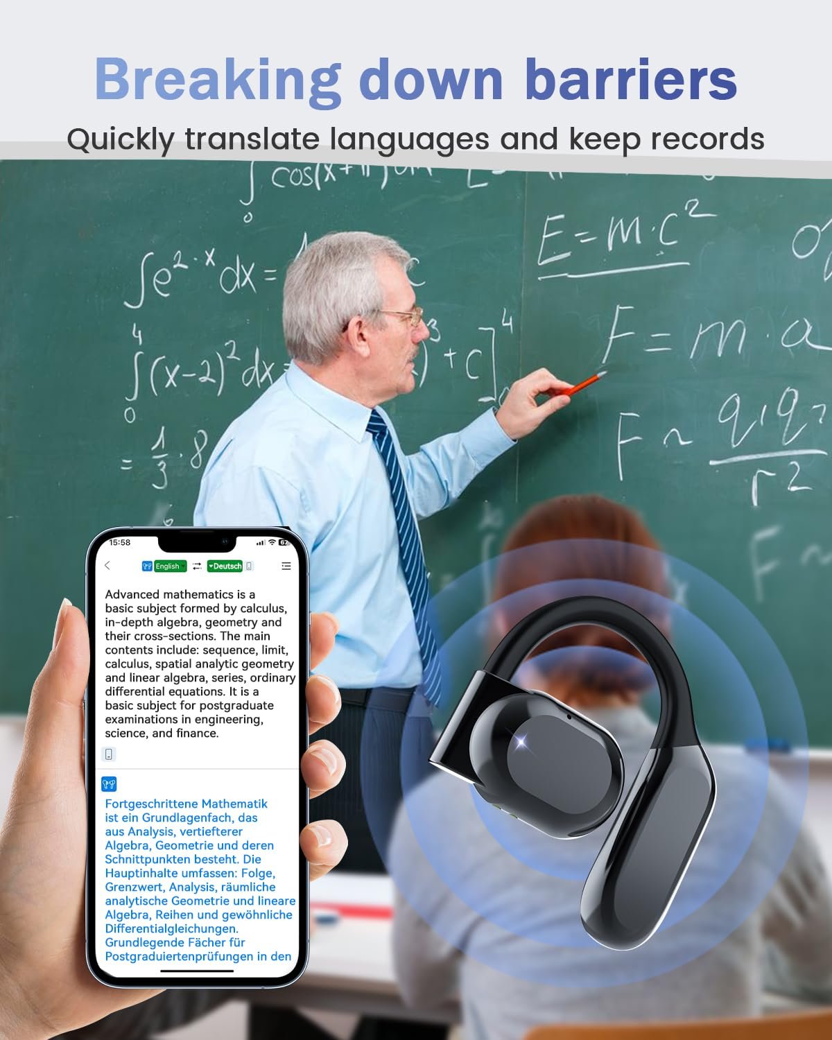 Навушники-перекладачі MONODEAL AI, бездротові для перекладу в реальному часі, фото №5