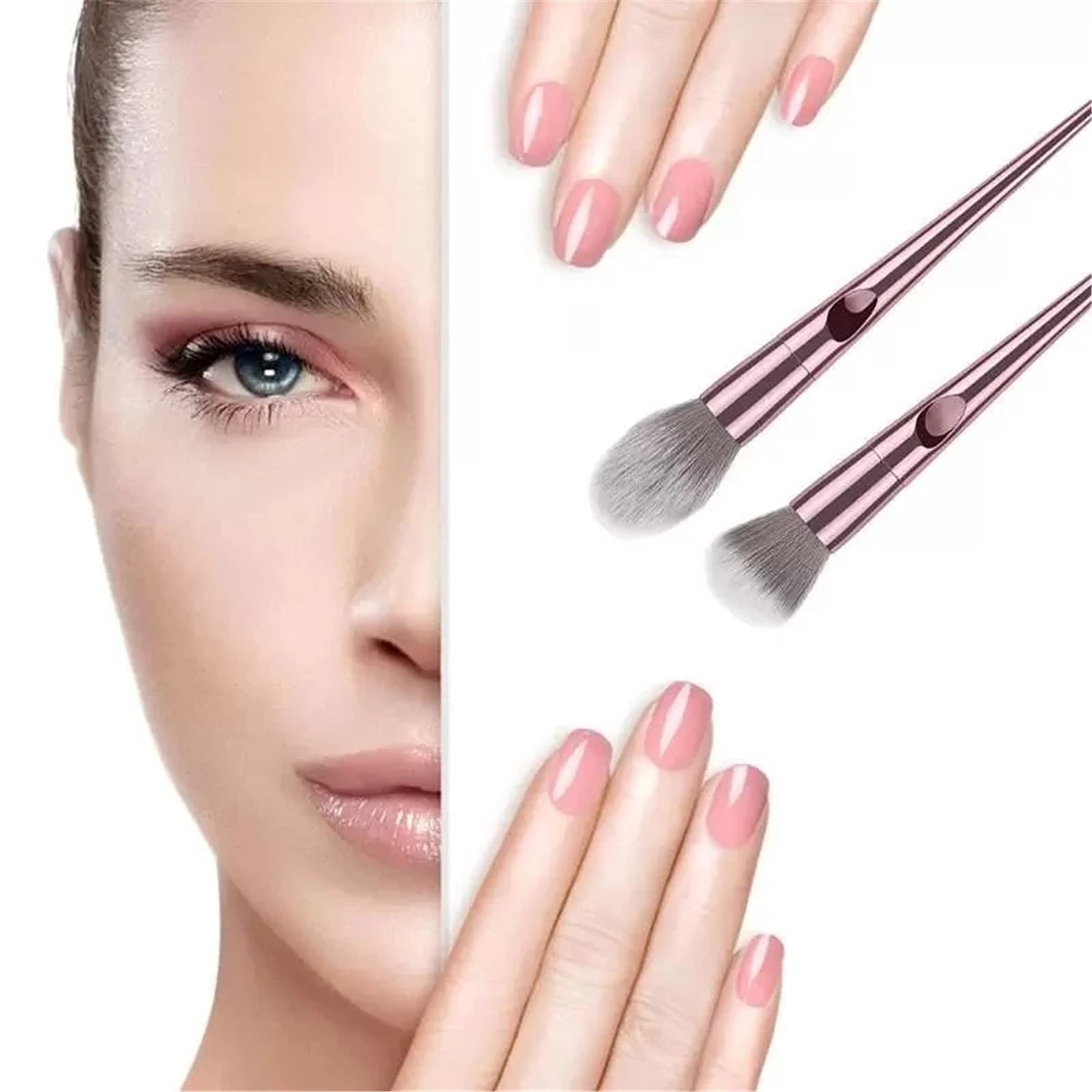 Набір JTRHD Makeup Brushes 9 штук для макіяжу натуральний тон високої чіткості професійний для дівчат жінок Рожеве золото, фото №4