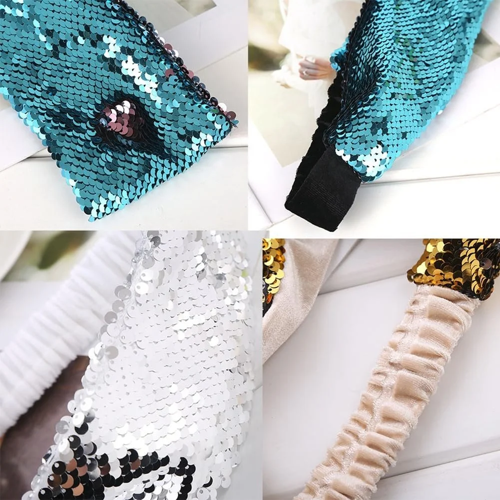 Еластичний Пов'язка для волосся з блискітками AB, білий, 1 шт, фото №4