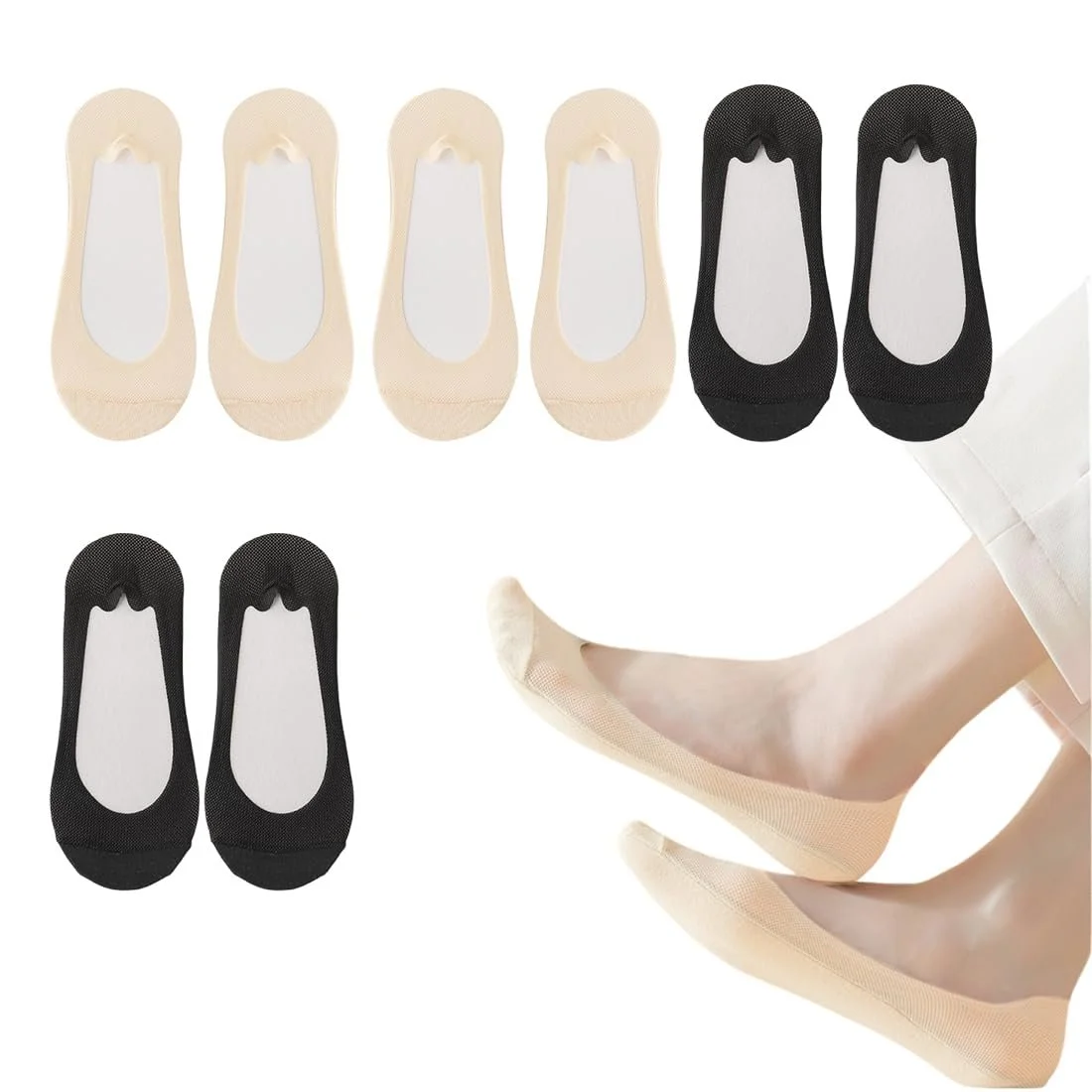 Шкарпетки Ballerina Жіночі Чорний + Тілесний, 4 пари, фото №1