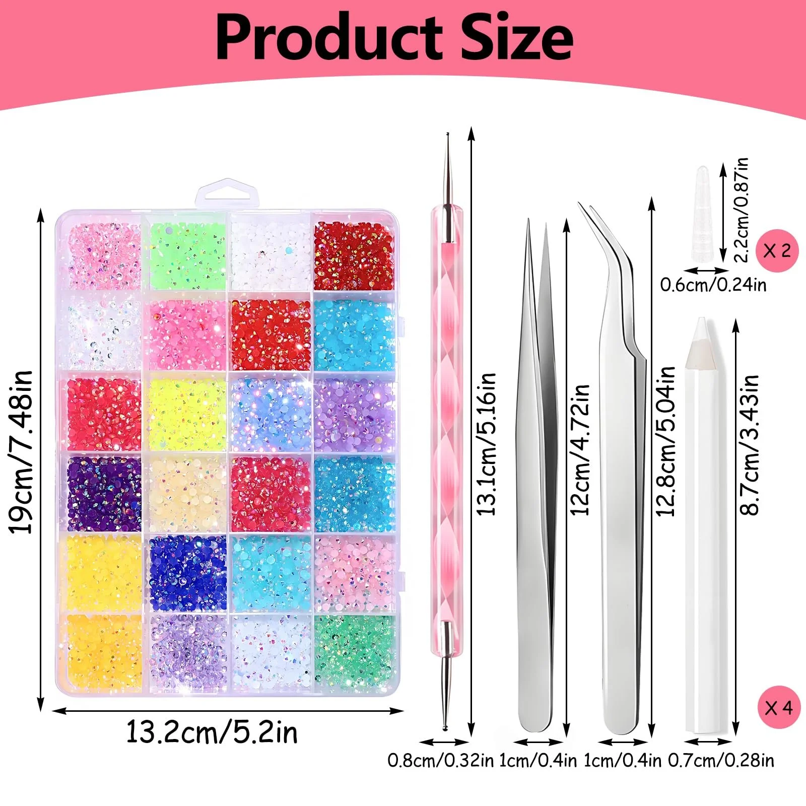Стразы для ногтей Bedazzler Kit 3500 штук С пинцетом и ручкой-дотсом Набор для творчества, фото №2 Стразы для ногтей Bedazzler Kit 3500 штук С пинцетом и ручкой-дотсом Набор для творчества, фото №2