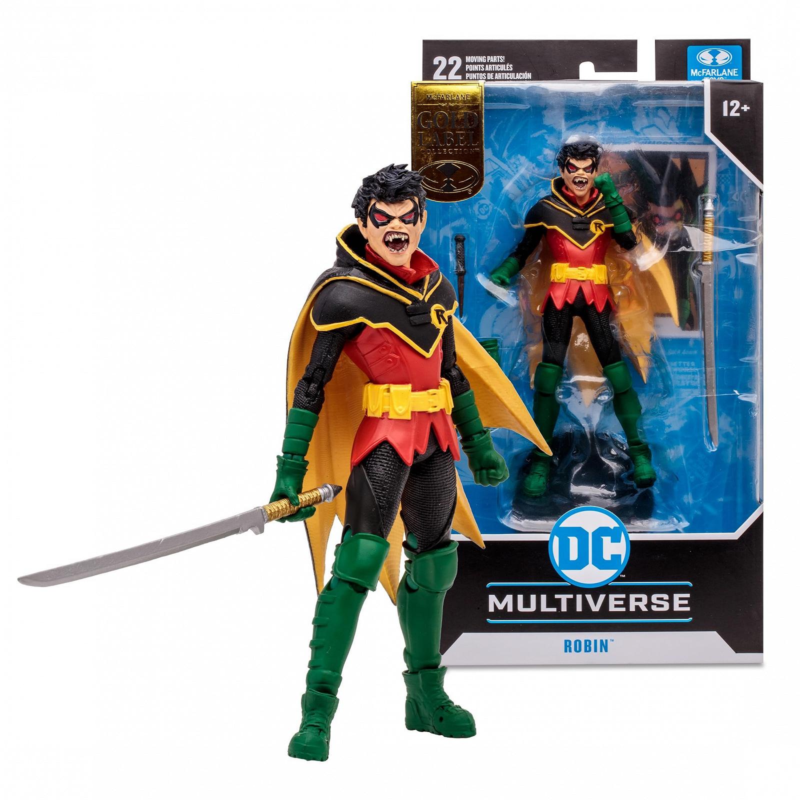 Рухома фігурка McFarlane DC Multiverse Робін Деміен Вейн Sculpture Classic Golden Label 18 см з оригінальним дизайном, льотною базою, колекційною карткою та аксесуарами, фото №1