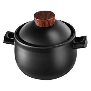 Керамическая кастрюля VICASKY 3.6 л Антипригарное покрытие с крышкой для газовых плит Черная - Фото 1