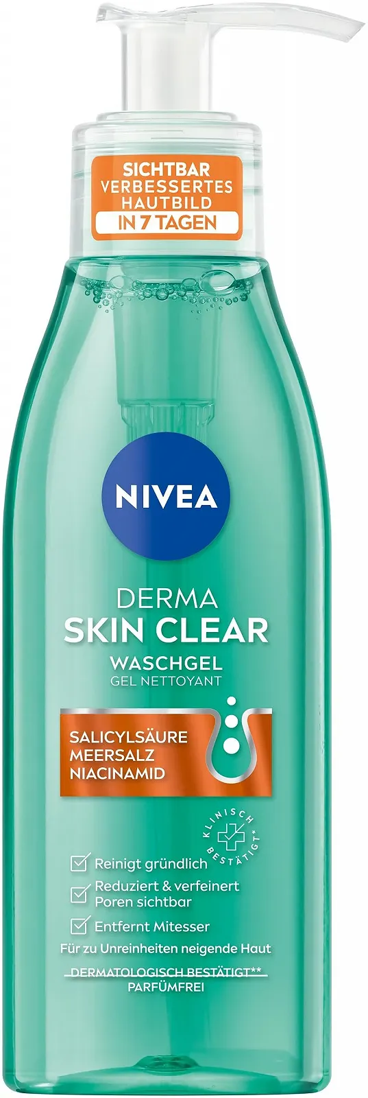 Гель для умывания NIVEA Derma Skin Clear с салициловой кислотой и ниацинамидом для проблемной кожи, 150 мл, фото №1