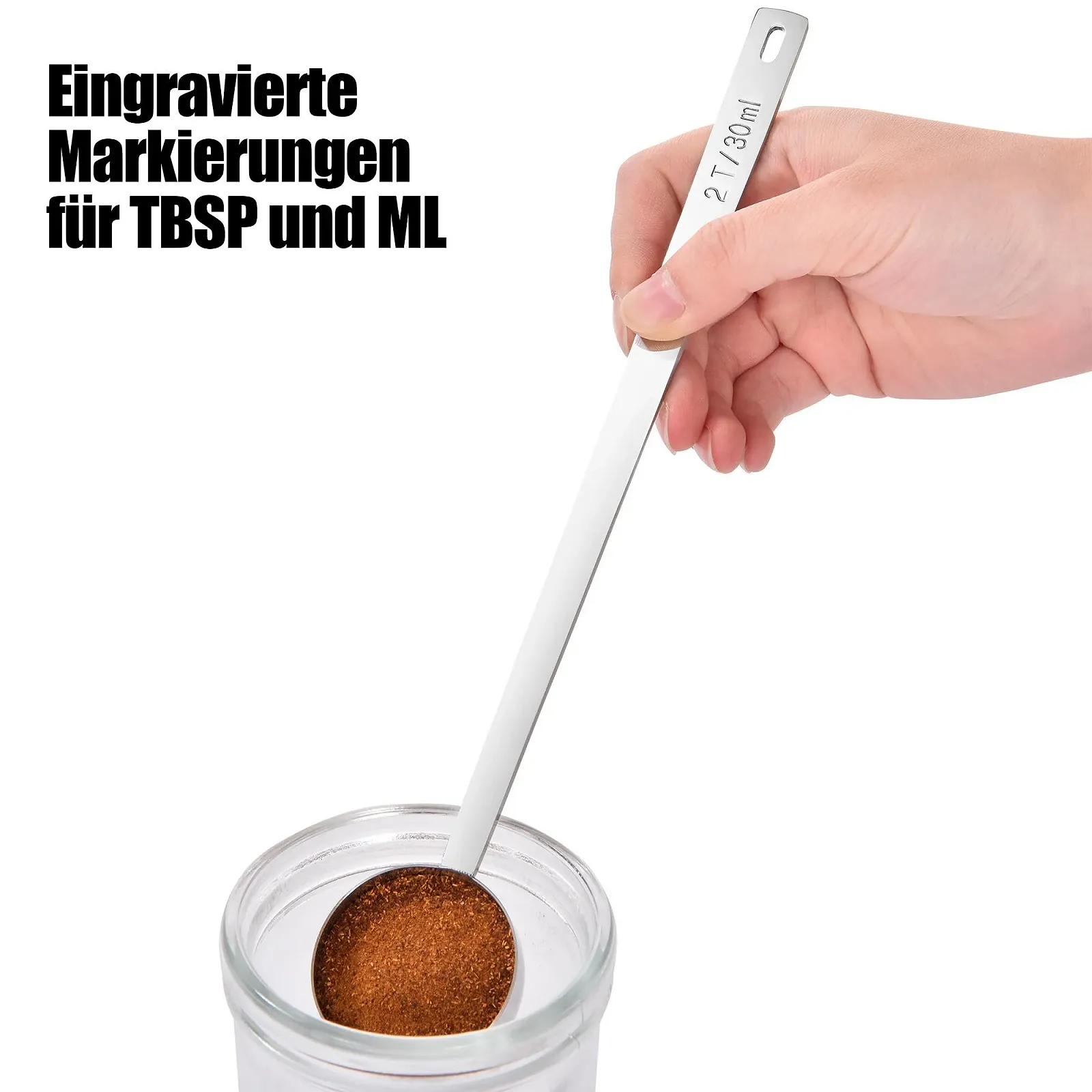 Ложка для кави довга Doosu, 18/8 нержавіюча сталь, мірна ложка з довгою ручкою 25 см, фото №4