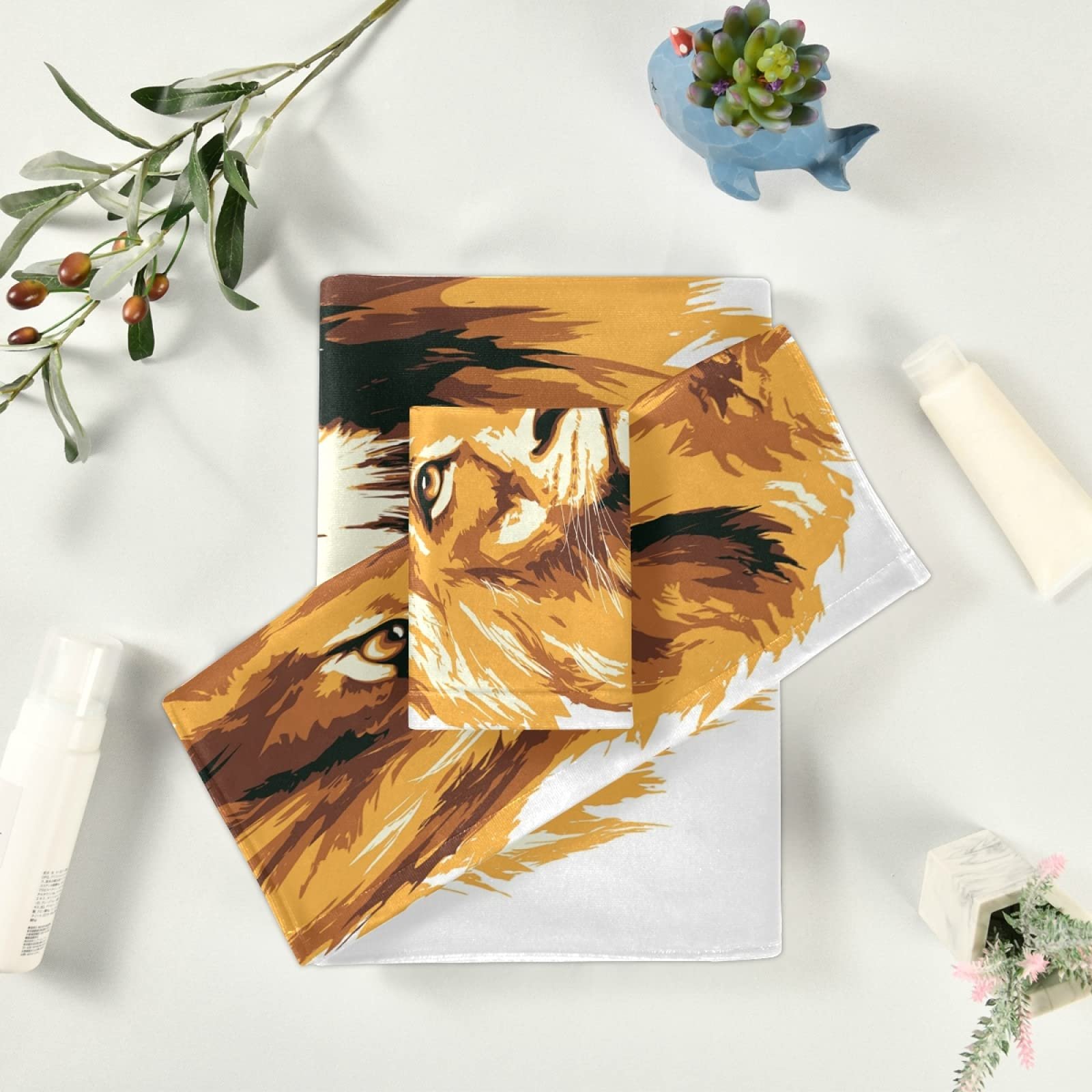 Набір рушників Vnurnrn Golden King The Lion 3 шт. 100% бавовна, фото №6