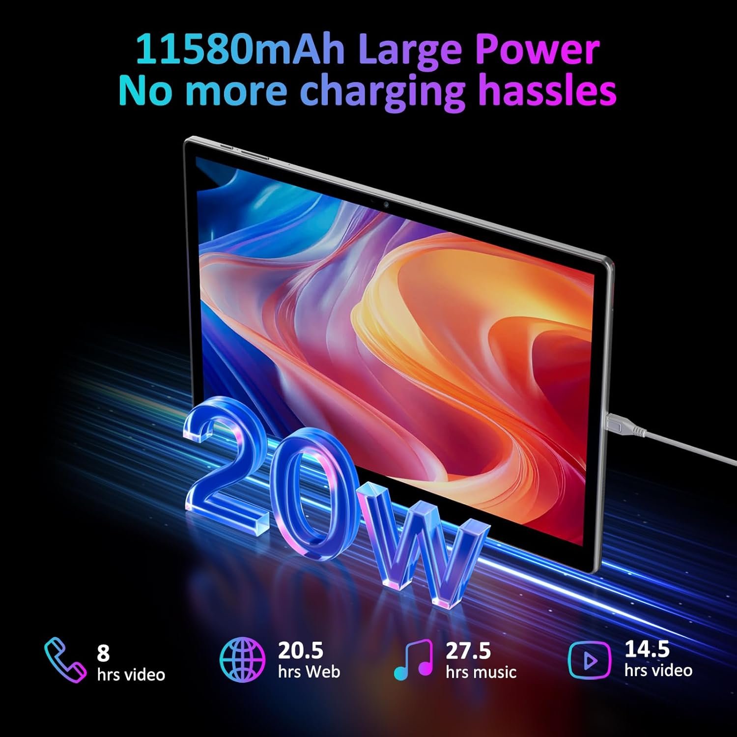 Планшет 14" Full HD DEEMWOLF T181 12+24/256GB 8 ядер Android 14 11580 mAh Сірий, фото №5