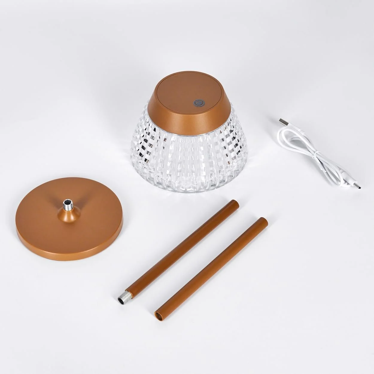 Настільна лампа HOFSTEIN Macos LED димована металева/пластикова 38 см 1 Вт 100 лм іржаво-коричнева/прозора, фото №6