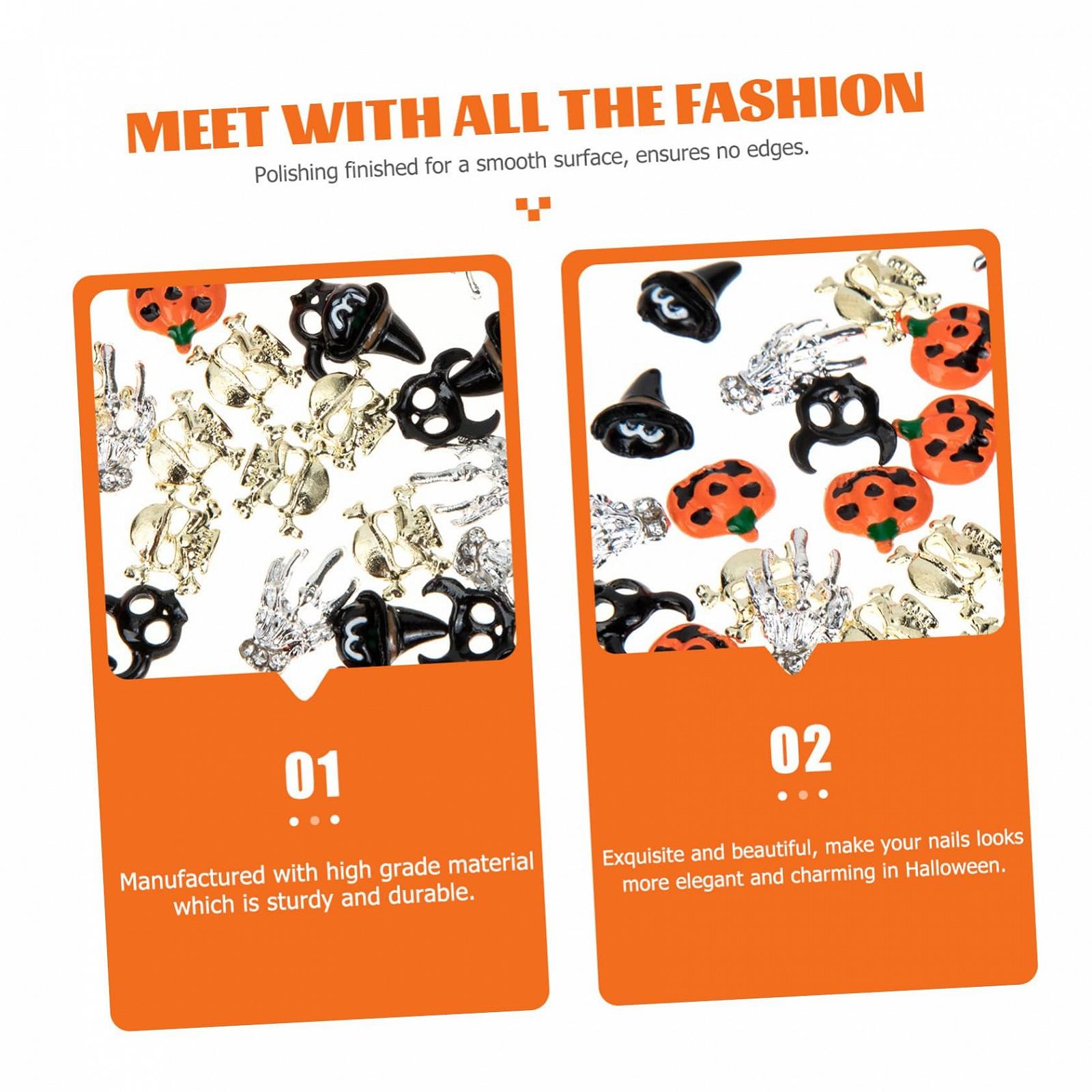 Аксессуары для дизайна ногтей Beavorty 100 шт., Подвески для ногтей, Уникальные украшения для ногтей Каваи, Подвески для ногтей на Хэллоуин, Скелет, Заклепки, фото №9