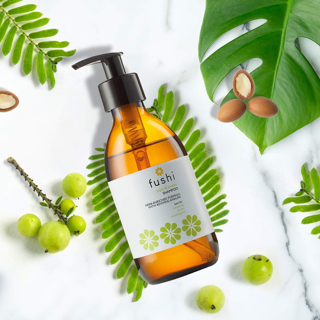 Шампунь Fushi Argan & Amalaki F0030105B Перезаправна тара з безвідходного скла 230 мл, фото №2