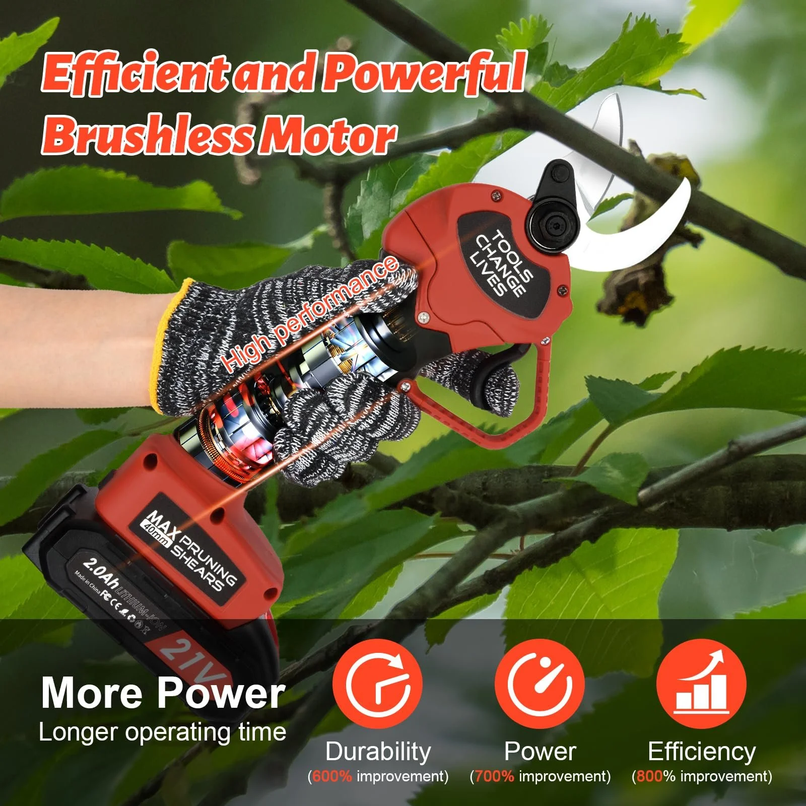 Секатор акумуляторний NUZEKY електричний, фото №6