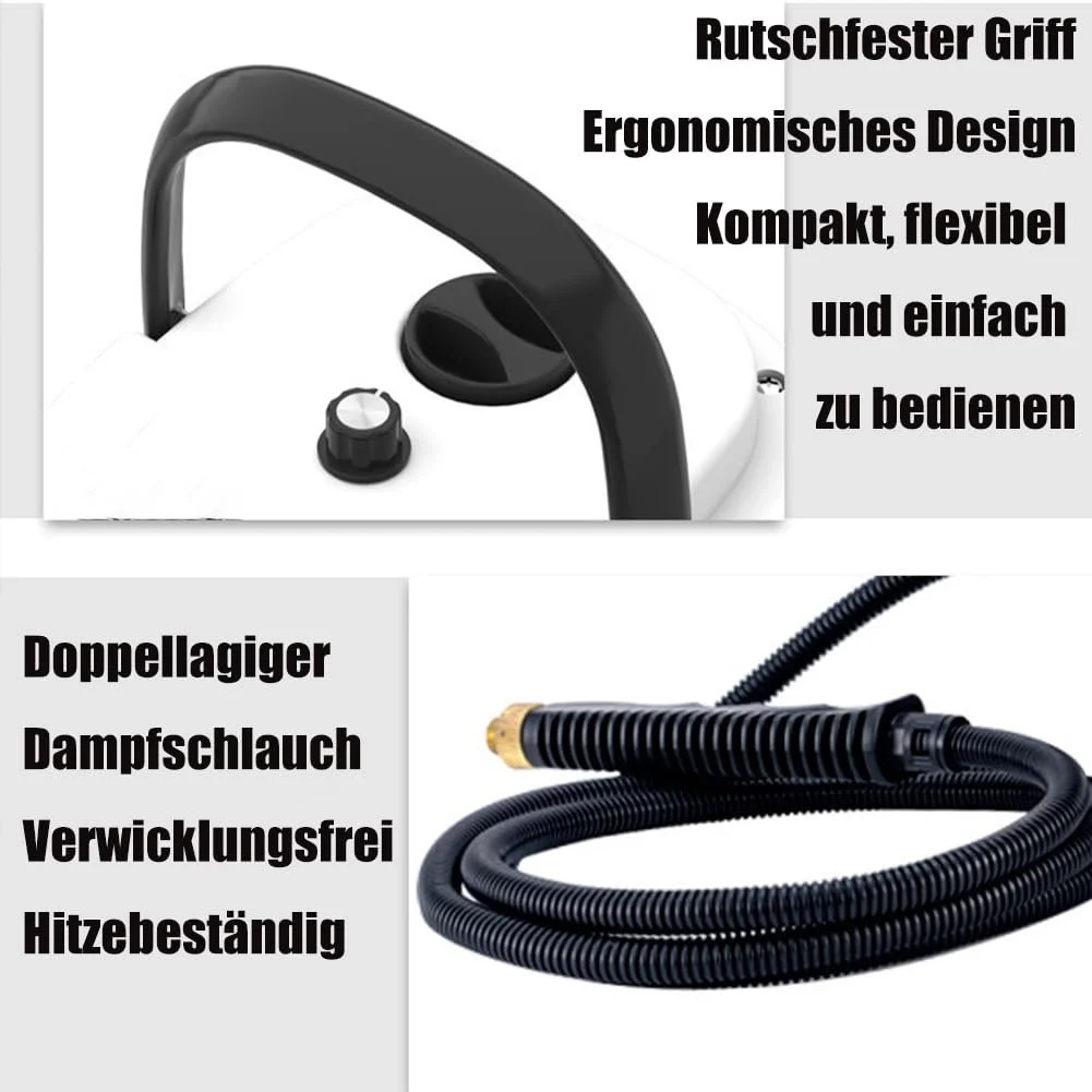 Портативний ручний пароочисник 2500 W 3 бар з баком 1 л 105°C head, фото №5