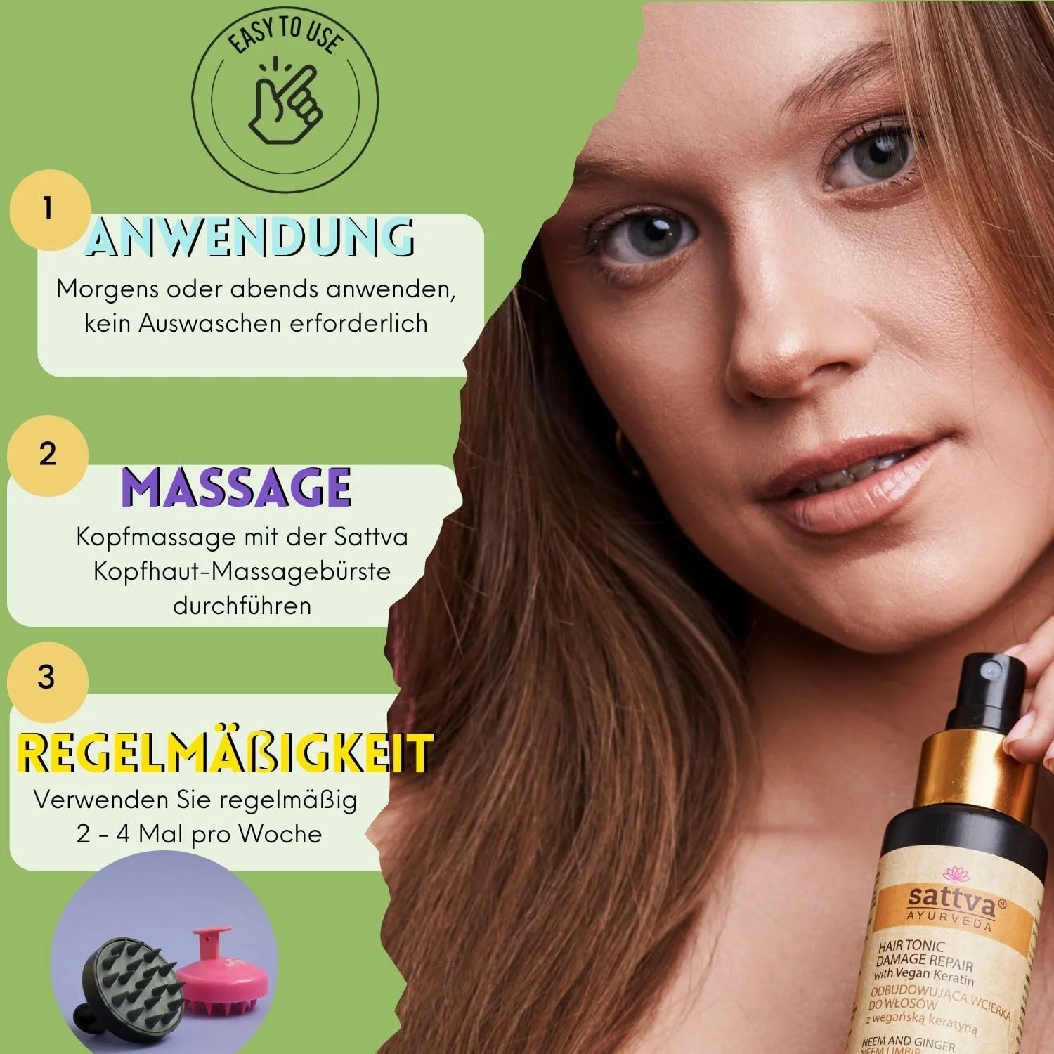 Тонік для волосся Sattva Ayurveda Fenugreek - Натуральний тонік для шкіри голови проти випадіння та для росту волосся, 100 мл, фото №5