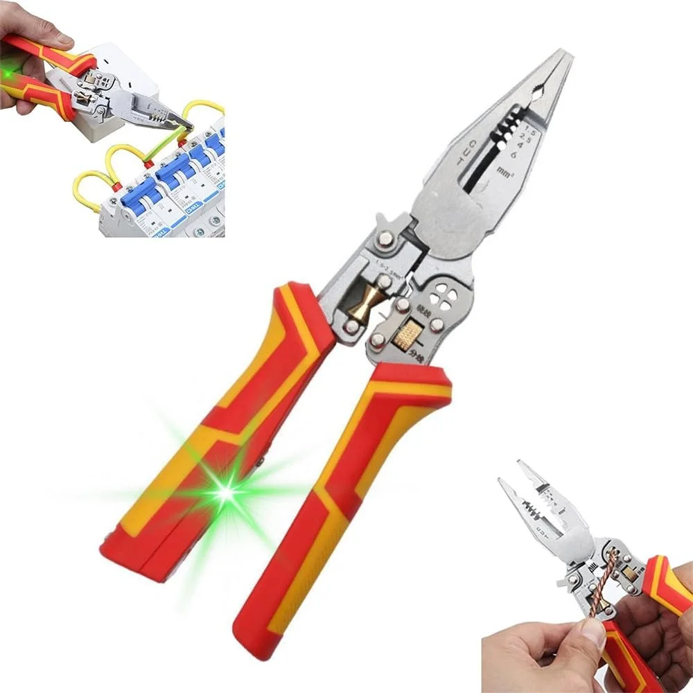 Інструмент для зачистки проводів з функцією вимірювання струму 9 в 1 мультифункціональний тестер напруги, фото №1