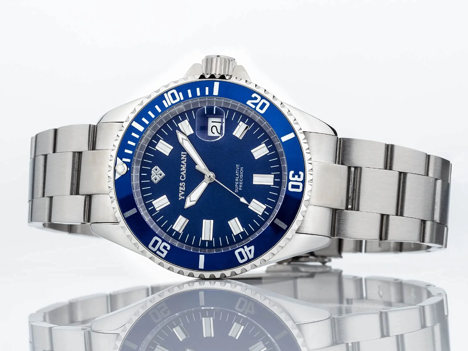 Часы Кварцевые Мужские Yves Camani Anwen YC1065-C Сталь Нержавеющая Синий / Серебряный, серебристый, Браслет, фото №4