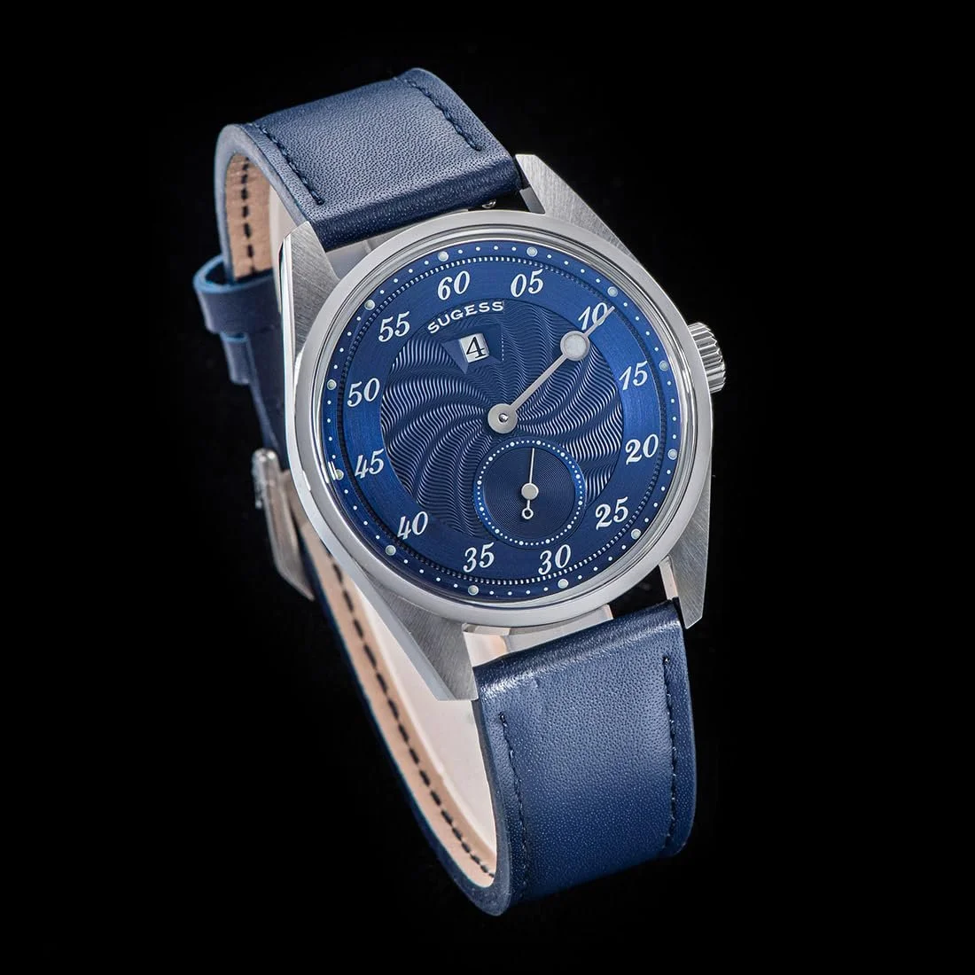 Часы Автоматические Seestern Sugess S451 Сталь Кожа Синий Мужские Синий Ремешок, фото №3 Часы Автоматические Seestern Sugess S451 Сталь Кожа Синий Мужские Синий Ремешок, фото №3
