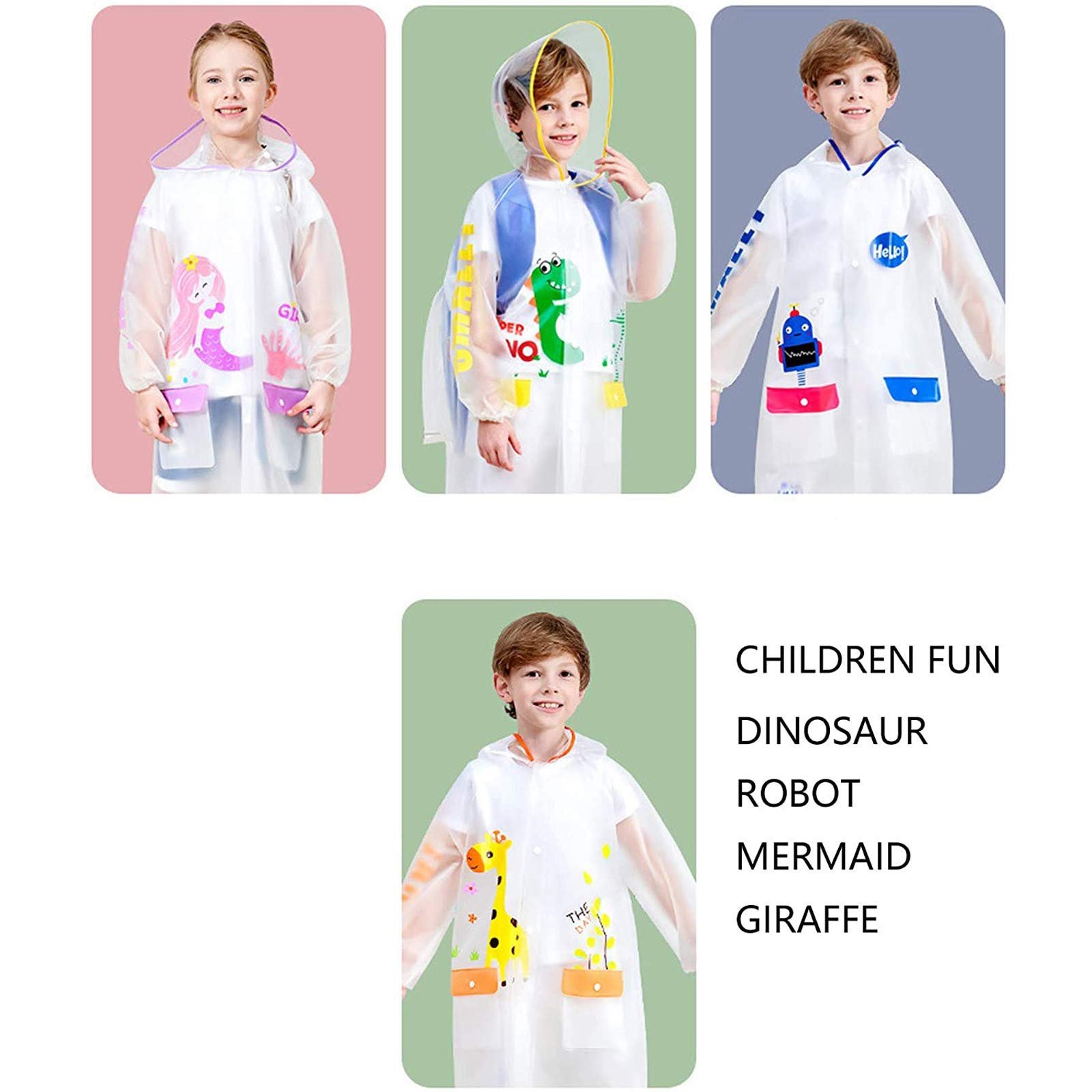 Детский дождевик для мальчиков и девочек, водонепроницаемый дождевой плащ, прозрачная дождевая куртка с чехлом для рюкзака, 5-14 лет, фото №4 Детский дождевик для мальчиков и девочек, водонепроницаемый дождевой плащ, прозрачная дождевая куртка с чехлом для рюкзака, 5-14 лет, фото №4