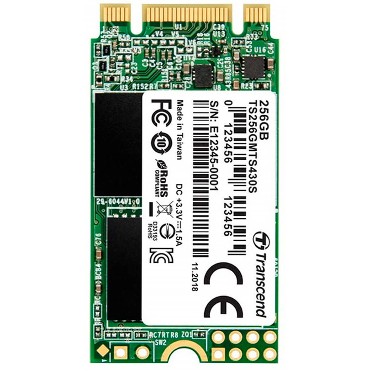 SSD накопичувач Transcend MTS430S 256GB M.2 2242 SATAIII TLC TS256GMTS430S, фото №2 SSD накопичувач Transcend MTS430S 256GB M.2 2242 SATAIII TLC TS256GMTS430S, фото №2