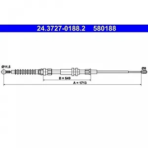 Трос стоянкового гальма ATE 24.3727-0188.2 для VAG, задній - Фото 1