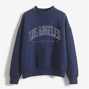 Пуловер Los Angeles С буквенным принтом Женский С открытыми плечами Винтажный Однотонный Легкий Свободного кроя С длинными рукавами С круглым вырезом synthetic.ua - Фото 1