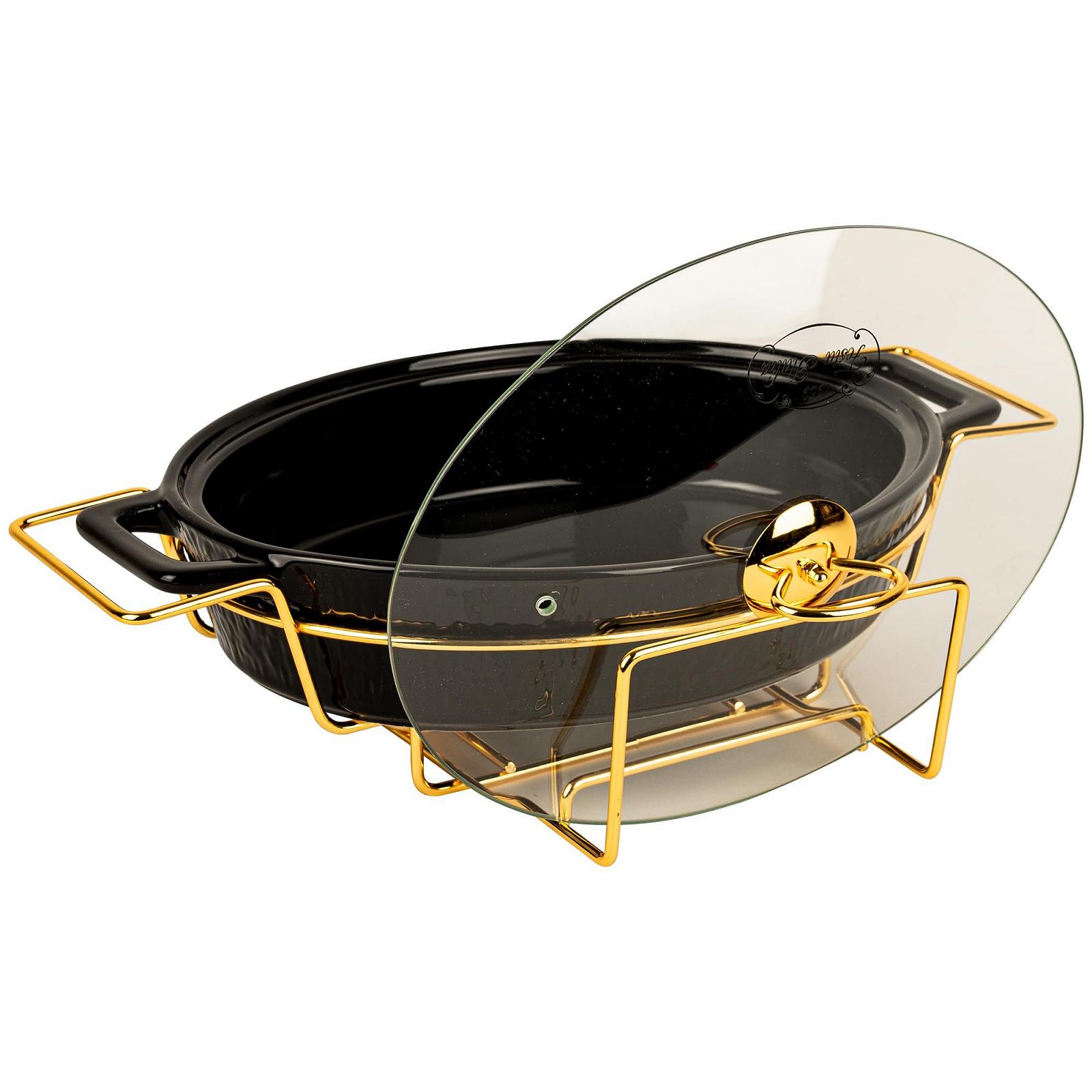 Гусятниця для запікання керамічна з кришкою та підставкою 2.5 л овальна Чорна, фото №5 Гусятниця для запікання керамічна з кришкою та підставкою 2.5 л овальна Чорна, фото №5