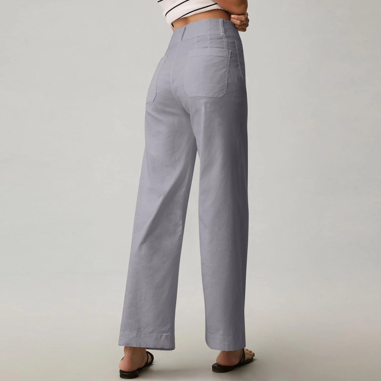 Брюки палаццо однотонные эластичные с широкими штанинами и высокой талией, фото №6 Брюки палаццо однотонные эластичные с широкими штанинами и высокой талией, фото №6