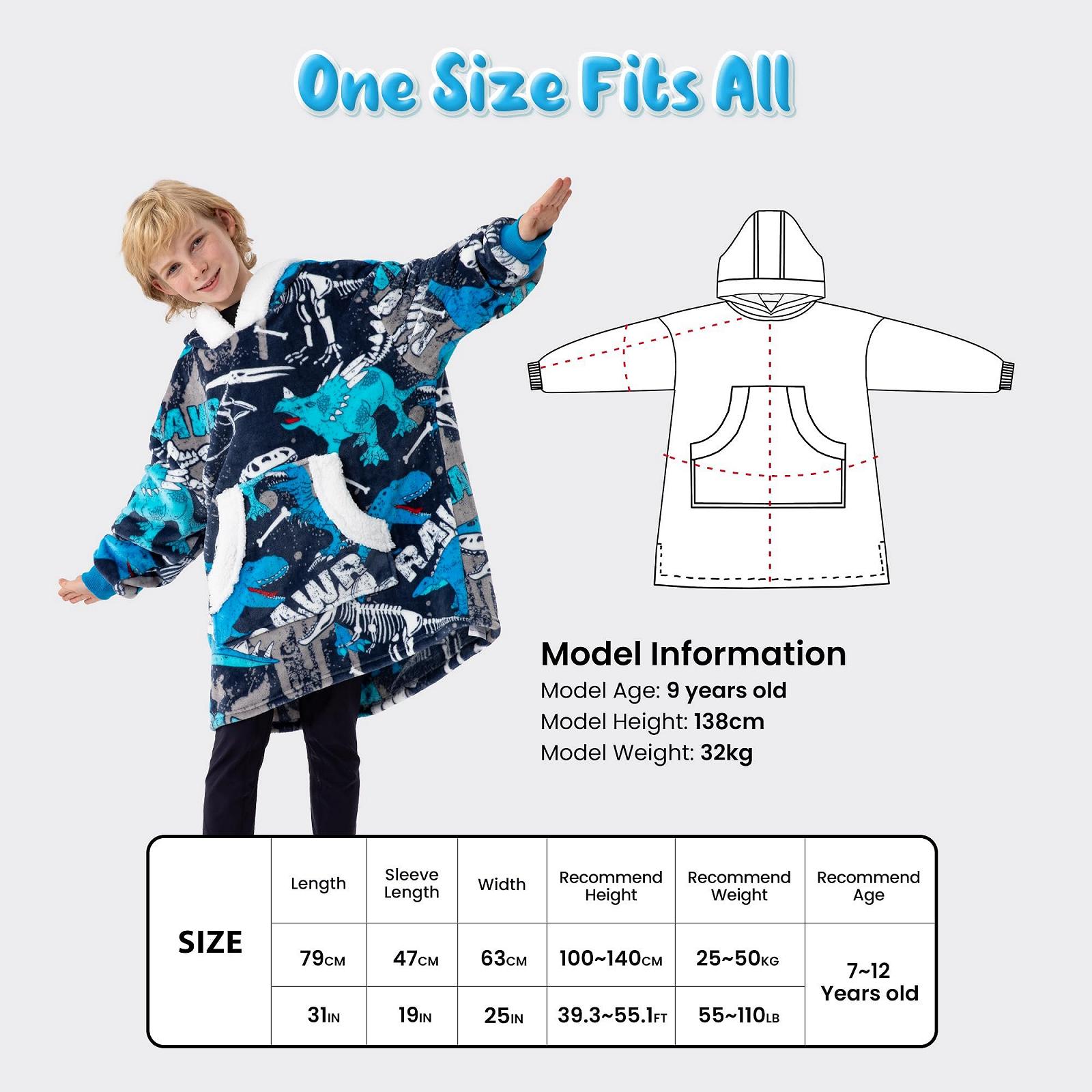 Худи-одеяло Winthome Oversized для взрослых, Фланелевая толстовка, Уютный джемпер для мальчиков и девочек, фото №6