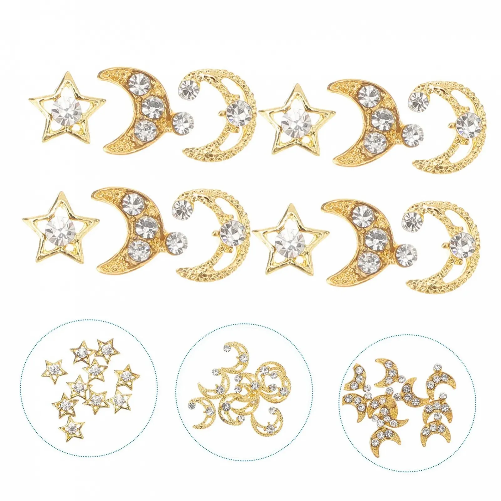 Украшения для ногтей NOLITOY 30 шт Луна и Звезды, фото №6