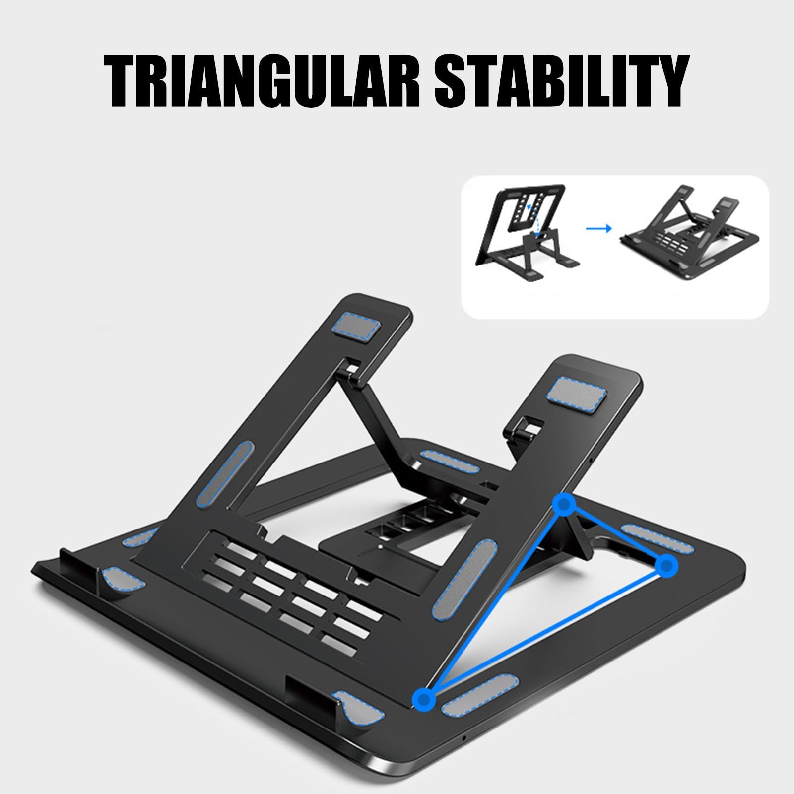 Підставка для ноутбука регульована портативна складна підставка-підвищення для ноутбука з покращеним відведенням тепла, декілька кутів, товста, фото №8 Підставка для ноутбука регульована портативна складна підставка-підвищення для ноутбука з покращеним відведенням тепла, декілька кутів, товста, фото №8